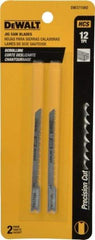 DeWALT - 3" Long, 12 Teeth per Inch, High Carbon Steel Jig Saw Blade - Toothed Edge, 1/4" Wide x 1/16" Thick, U-Shank - All Tool & Supply