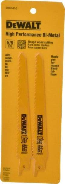 DeWALT - 6" Long, Bi-Metal Reciprocating Saw Blade - Tapered Profile, 5 to 8 TPI, Toothed Edge, Universal Shank - All Tool & Supply