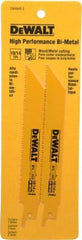 DeWALT - 6" Long x 3/4" Thick, Bi-Metal Reciprocating Saw Blade - Straight Profile, 10 to 14 TPI, Toothed Edge, Universal Shank - All Tool & Supply