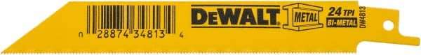 DeWALT - 6" Long, Bi-Metal Reciprocating Saw Blade - Straight Profile, 24 TPI, Toothed Edge, Universal Shank - All Tool & Supply