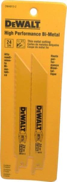 DeWALT - 6" Long x 3/4" Thick, Bi-Metal Reciprocating Saw Blade - Straight Profile, 24 TPI, Toothed Edge, Universal Shank - All Tool & Supply