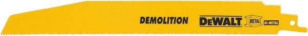 DeWALT - 9" Long, Bi-Metal Reciprocating Saw Blade - Straight Profile, 14 TPI, Toothed Edge, Universal Shank - All Tool & Supply