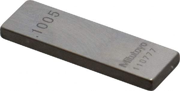 Mitutoyo - 0.1005" Rectangular Steel Gage Block - Accuracy Grade 0, Includes Certificate of Inspection - All Tool & Supply