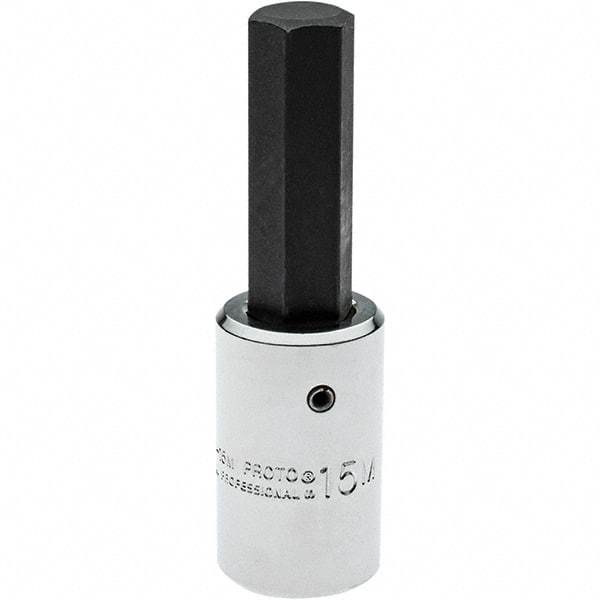 Proto - 1/2" Drive, 15mm Hex Bit Socket - 3-5/8" OAL, 1" Bit Length - All Tool & Supply