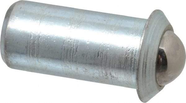 Gibraltar - 0.0786" Body Length x 3/8" Body Diam, 2.5 Lb Init to 7 Lb Final End Force, Steel Press Fit Ball Plunger - 5/16" Ball Diam, 0.11" Max Ball Reach, 0.078" Flange Thickness - All Tool & Supply