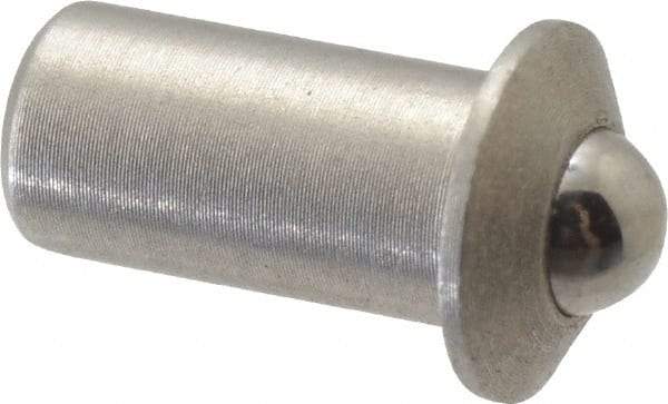 Gibraltar - 1/4" Body Length x 1/8" Body Diam, 0.75 Lb Init to 2.5 Lb Final End Force, Stainless Steel Press Fit Ball Plunger - 3/32" Ball Diam, 0.035" Max Ball Reach, 0.032" Flange Thickness - All Tool & Supply