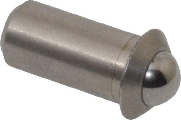 Gibraltar - 0.0394" Body Length x 3/16" Body Diam, 2 Lb Init to 5 Lb Final End Force, Stainless Steel Press Fit Ball Plunger - 5/32" Ball Diam, 0.058" Max Ball Reach, 0.04" Flange Thickness - All Tool & Supply