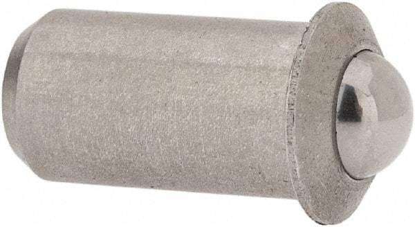 Gibraltar - 0.0471" Body Length x 1/4" Body Diam, 3 Lb Init to 7 Lb Final End Force, Stainless Steel Press Fit Ball Plunger - 3/16" Ball Diam, 0.07" Max Ball Reach, 0.045" Flange Thickness - All Tool & Supply