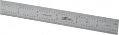 SPI - 6" Long, 1/100, 1/64, 1/50, 1/32" Graduation, Rigid Steel Rule - 16R Graduation Style, 3/4" Wide, Silver, Satin Chrome Finish - All Tool & Supply