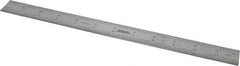 SPI - 12" Long, 1/64, 1/50, 1/32, 1/10" Graduation, Rigid Steel Rule - 3R Graduation Style, 1" Wide, Silver, Satin Chrome Finish - All Tool & Supply