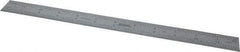 SPI - 12" Long, 1/100, 1/64, 1/50, 1/32" Graduation, Rigid Steel Rule - 16R Graduation Style, 1" Wide, Silver, Satin Chrome Finish - All Tool & Supply