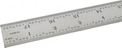 SPI - 18" Long, 1/64, 1/32" and 0.5, 1mm Graduation, Rigid Steel Rule - English/Metric Graduation Style, 1-1/8" Wide, Silver, Satin Chrome Finish - All Tool & Supply