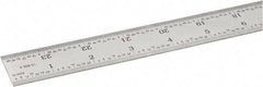 SPI - 24" Long, 1/64, 1/50, 1/32, 1/10" Graduation, Rigid Steel Rule - 3R Graduation Style, 1-1/8" Wide, Silver, Satin Chrome Finish - All Tool & Supply