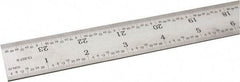 SPI - 24" Long, 1/100, 1/64, 1/32, 1/10" Graduation, Rigid Steel Rule - 5R Graduation Style, 1-1/8" Wide, Silver, Satin Chrome Finish - All Tool & Supply