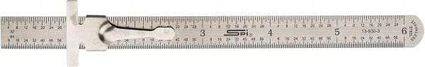 SPI - 6" Long, 1/64, 1/32", Decimal Equivalency Table Graduation, Flexible Stainless Steel Rule - 10R/D Graduation Style, 1/2" Wide, Silver, Brushed Finish - All Tool & Supply