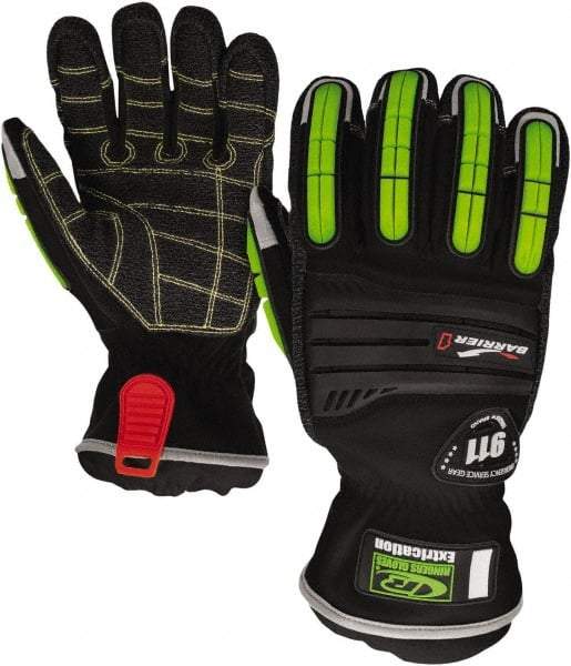 Ringers Gloves - Size S (8), Kevlar/Thermal Plastic Rubber Cut Resistant Gloves - Elastic Cuff, Black w/ Reflective Panels, Paired - All Tool & Supply