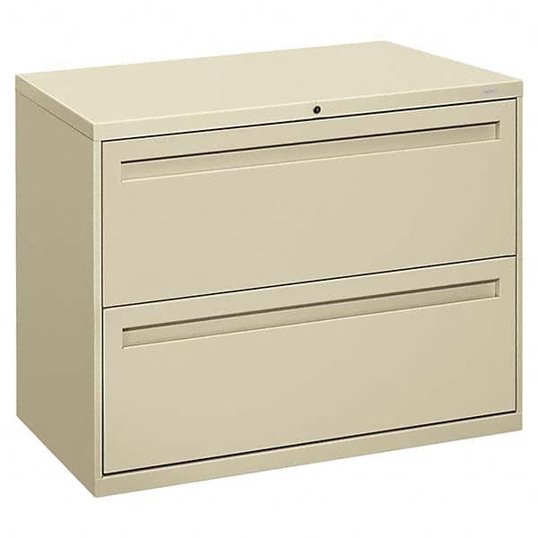 Horizontal File Cabinet: 2 Drawers, Steel, Putty 36″ OAW, 28″ OAH, 18″ OAD