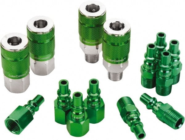 Legacy - 14 Piece 1/4" Body 1/4 NPT 300 psi Steel/Aluminum ARO Pneumatic Coupling Plug Set - All Tool & Supply