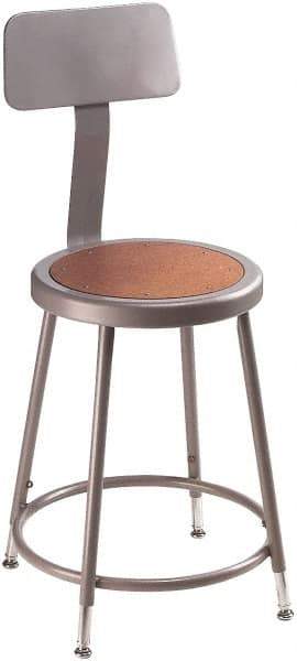 NPS - 16-3/4" Wide x 18-1/2" Deep x 44 to 53-1/2" High, Standard Base, Adjustable Seat Stool - Hardboard Seat, Gray and Brown - All Tool & Supply