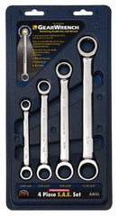 GearWrench - 4 Piece, 5/16" x 3/8" to 11/16" x 3/4", Ratcheting Box Wrench Set - Inch Measurement Standard, Chrome Finish, Comes in Display Card - All Tool & Supply