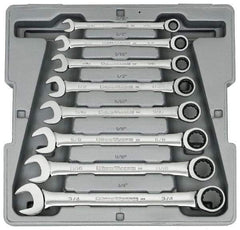 GearWrench - 8 Piece, 5/16" to 3/4", Combination Wrench Set - Inch Measurement Standard, Chrome Finish, Comes in Tray - All Tool & Supply