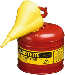 Justrite - 2 Gal Brass Type I Safety Can - 9-1/2" High, Red - All Tool & Supply