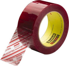 3M - 3" x 110 Yd Clear & Red Rubber Adhesive Sealing Tape - Polypropylene Film Backing, 1.9 mil Thick, 44 Lb Tensile Strength, Series 3779 - All Tool & Supply