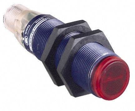 Telemecanique Sensors - 4 Pin M12 Connector, 30m Nominal Distance, Shock and Vibration Resistant, Through Beam Photoelectric Sensor - 12 to 24 VDC, 250 Hz, PBT, 76mm Long x 18mm Wide x 1.7 Inch High - All Tool & Supply