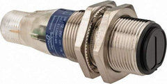 Telemecanique Sensors - 4 Pin M12 Connector, 4 Nominal Distance, Shock and Vibration Resistant, Retroreflective Photoelectric Sensor - 12 to 24 VDC, 500 Hz, Nickel Plated Brass, 2.36 Inch Long x 0.71 Inch Wide - All Tool & Supply