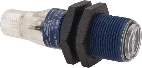 Telemecanique Sensors - 4 Pin M12 Connector, 0.1m Nominal Distance, Shock and Vibration Resistant, Diffused Photoelectric Sensor - 12 to 24 VDC, 500 Hz, PBT, 2.36 Inch Long x 0.71 Inch Wide - All Tool & Supply