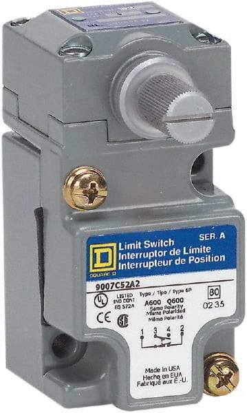 Square D - SPDT, NC/NO, Multiple VAC Levels, Screw Terminal, Rotary Head Actuator, General Purpose Limit Switch - 1, 2, 4, 6, 12, 13, 6P NEMA Rating, IP66 IPR Rating - All Tool & Supply