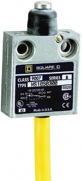 Square D - SPDT, NC/NO, 240 VAC, Prewired Terminal, Plunger Actuator, General Purpose Limit Switch - 1 NEMA Rating, IP20 IPR Rating, 18 Ounce Operating Force - All Tool & Supply