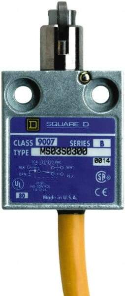 Square D - SPDT, NC/NO, 240 VAC, 4 Pin M12 Male Terminal, Roller Plunger Actuator, General Purpose Limit Switch - 1, 2, 4, 6, 6P NEMA Rating, IP67 IPR Rating, 80 Ounce Operating Force - All Tool & Supply