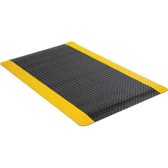 Wearwell - 5' Long x 3' Wide, Dry Environment, Anti-Fatigue Matting - Black with Yellow Borders, Vinyl with Urethane Sponge Base, Beveled on 4 Sides - All Tool & Supply