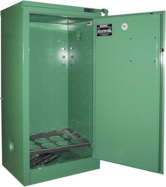 Securall Cabinets - 1 Door, Green Steel Standard Safety Cabinet for Flammable and Combustible Liquids - 46" High x 23" Wide x 18" Deep, Self Closing Door, 3 Point Key Lock, D, E Cylinder Capacity - All Tool & Supply