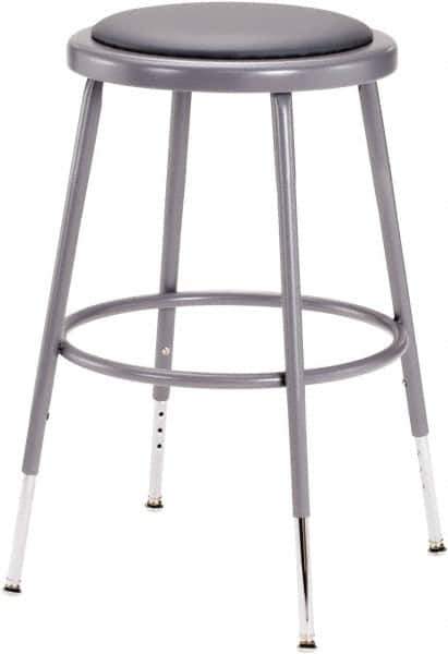 NPS - 18 Inch High, Stationary Adjustable Height Stool - 16 Inch Deep x 16 Inch Wide, Vinyl Seat, Grey - All Tool & Supply