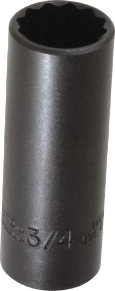 Proto - 3/4", 3/8" Drive, Deep Hand Socket - 12 Points, 2-3/4" OAL, Alloy Steel, Black Finish - All Tool & Supply