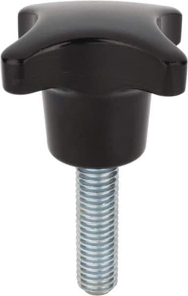 Morton Machine Works - 40mm Head Diam, 4 Point 4 Prong Knob - M8 Stem, Glass Fiber Reinforced Plastic, Black - All Tool & Supply