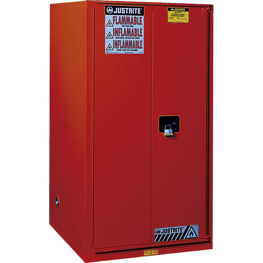 Justrite - 2 Door 2 Shelf 60 Gal Safety Cabinet for Flammable Substances - Exact Industrial Supply