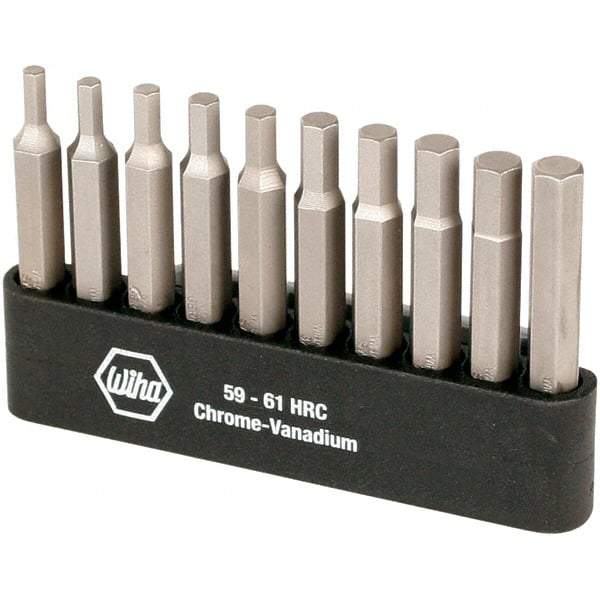 Wiha - 10 Piece, 1/4" Drive Screwdriver Power Bit Set - 1/4" Hex - All Tool & Supply