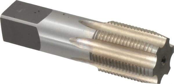 Hertel - 1-3/16 - 12 UNS 6 Flute Bright Finish High Speed Steel Straight Flute Standard Hand Tap - Plug, Right Hand Thread, 4" OAL, 1-1/2" Thread Length, H4 Limit - Exact Industrial Supply