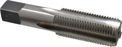 Hertel - 1-3/8 - 8 UNS 4 Flute Bright Finish High Speed Steel Straight Flute Standard Hand Tap - Plug, Right Hand Thread, 6-1/16" OAL, 3" Thread Length, H5 Limit, Through Coolant - Exact Industrial Supply