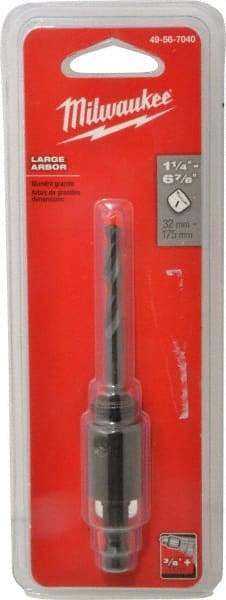 Milwaukee Tool - 1-1/4 to 6" Tool Diam Compatibility, Straight Shank, Steel Integral Pilot Drill, Hole Cutting Tool Arbor - 3/8" Min Chuck, Threaded Shank Attachment, For Hole Saws - All Tool & Supply