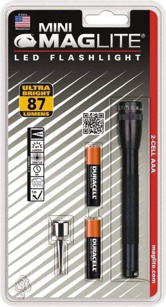 Mag-Lite - Clear LED Bulb, 111 Lumens, Mini Flashlight - Black Aluminum Body, 2 AAA Batteries Included - All Tool & Supply