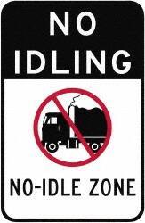 NMC - "No Idle Zone", 18" Long x 12" Wide, Aluminum Safety Sign - Use for Workplace/Safety - All Tool & Supply