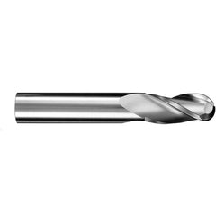 ‎1/4″ Dia. × 1/4″ Shank × 3/4″ DOC × 2-1/2″ OAL, Carbide Uncoated, Spiral , 3 Flute, 30° Helix, Ballnose End Mill - Exact Industrial Supply