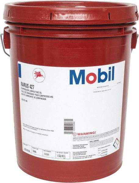 Mobil - 5 Gal Pail, ISO 100, SAE 30, Air Compressor Oil - 300°, 104.6 Viscosity (cSt) at 40°C, 11.6 Viscosity (cSt) at 100°C - All Tool & Supply