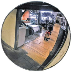 PRO-SAFE - Outdoor Round Convex Safety, Traffic & Inspection Mirrors - Glass Lens, Laminated Hardboard Backing, 36" Diam x 2-3/8" High, 32' Max Covered Distance - All Tool & Supply