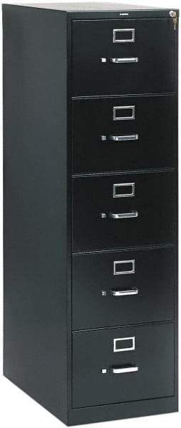 Hon - 26" Wide x 60" High x 26-1/2" Deep, 5 Drawer Vertical File with Lock - Steel, Black - All Tool & Supply