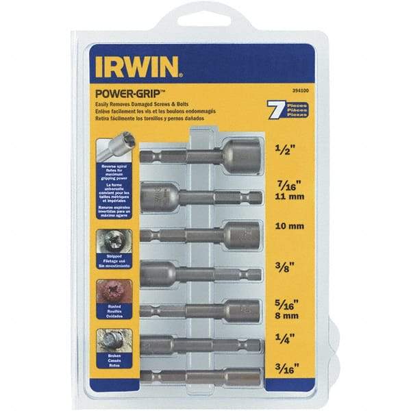 Irwin - 7 Piece Screw & Nut Extractor Set - 1/2 to 3/16 Size Range - All Tool & Supply